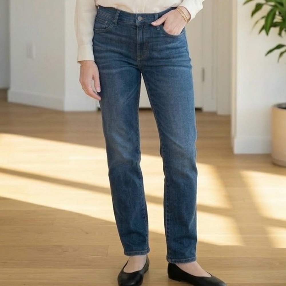Madewell Rail Straight Jeans Dark Wash Denim 29x34 Tall High Rise Slim LIKE NEW